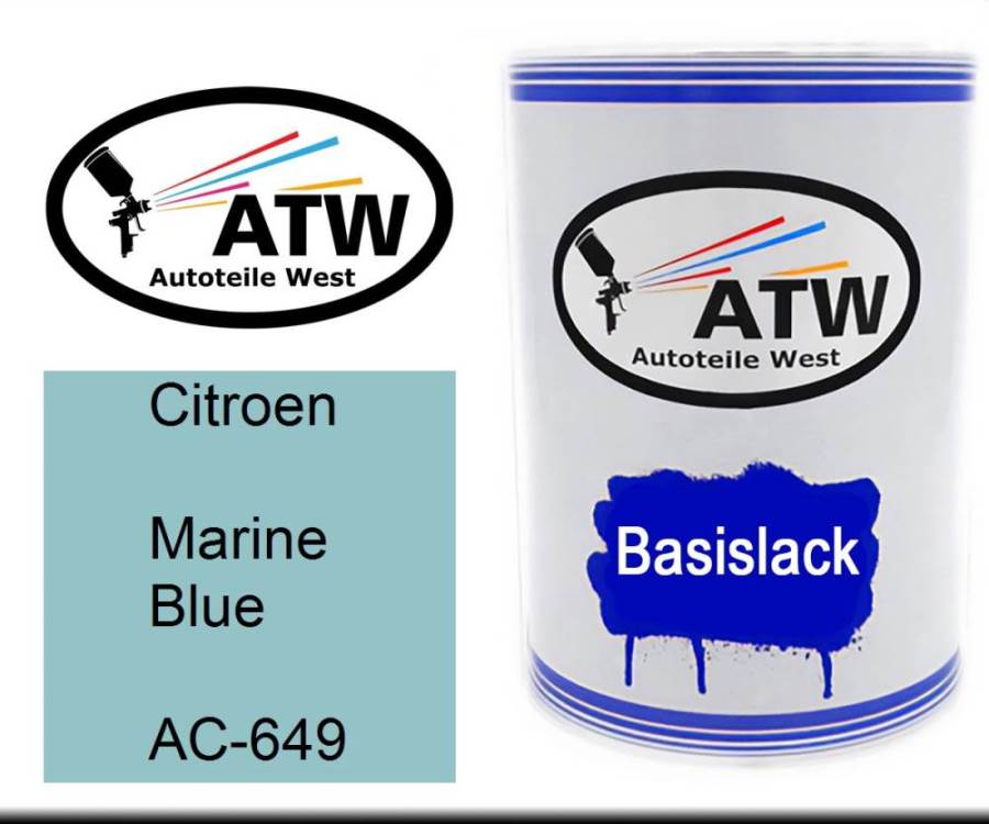 Citroen, Marine Blue, AC-649: 500ml Lackdose, von ATW Autoteile West.